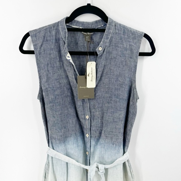 ✅ NWT TOMMY BAHAMA 100% LINEN OMBRE SLEEVELESS BUTTON FRONT DRESS SIZE SMALL - Picture 3 of 13